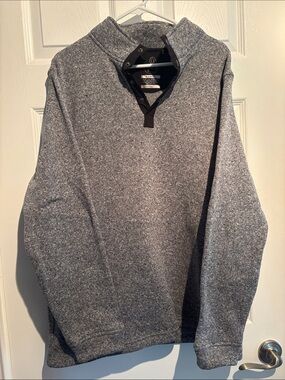 Men's Charcoal V-Neck Pullover Sweater with Contrast Trim